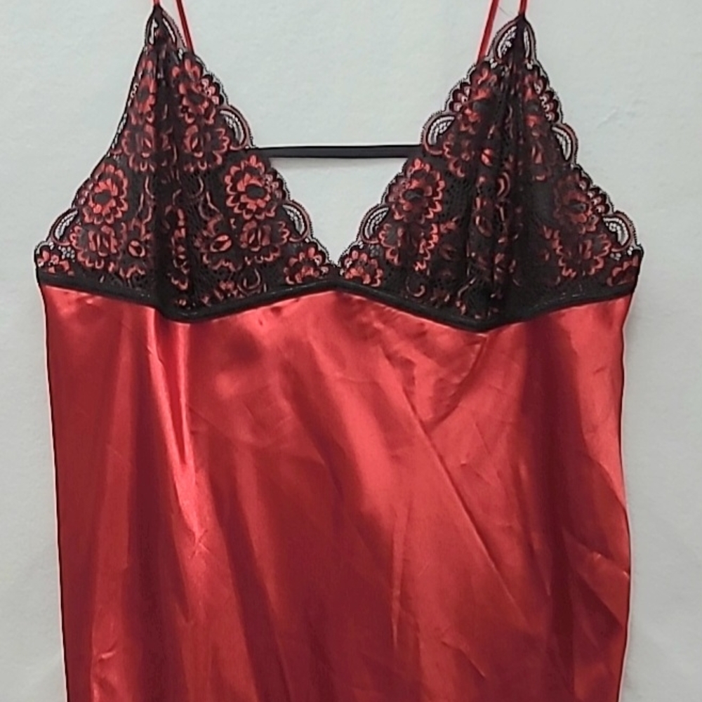 Secret Treasures‎ Red Satin Babydoll Nightgown chemise 3X Adjustable Straps Sexy